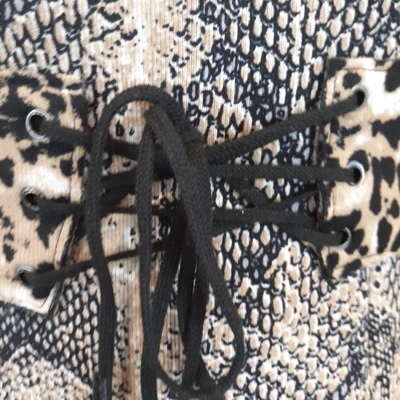 Tracy Reese Snake Print Bodycon Dress Leopard Corset Belt Sleeveless - Picture 4 of 11